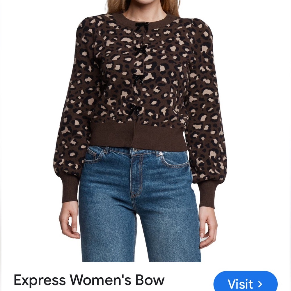Ladies, express cheetah sweater crop style measures 19 down